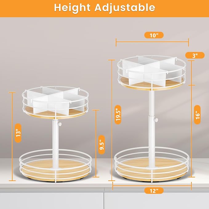 Snack Organizer 2 Tier Lazy Susan Storage Holder, 360° Rotation, - Image 3