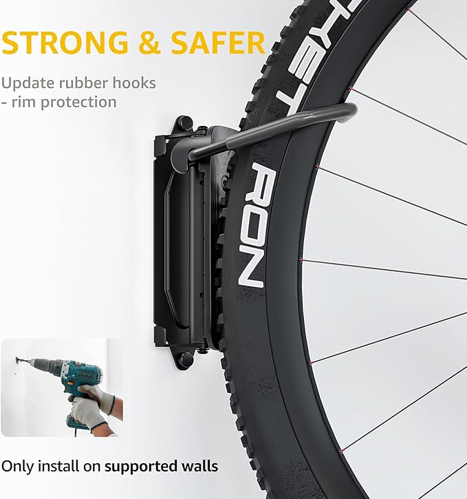 monTEK Swivel Bike Wall Mount – Garage Bike Hanger & Space-Saving Vertical Bike - Image 4