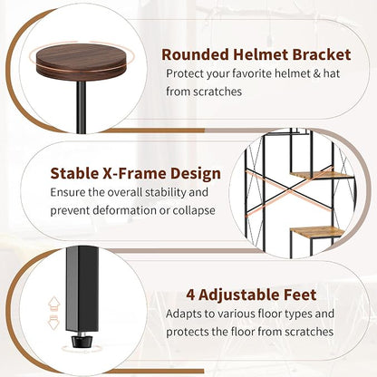 Free Standing Motorcycle Gear Rack, 3 In 1 Storage Motorcycle Helmet Holder | - Image 4