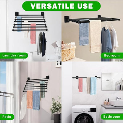 Wall Mounted Drying Rack, 43 Inches Wall Laundry Drying Rack Collapsible Indoor - Image 7