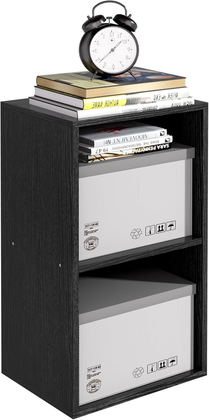 Wooden 2 Cube Storage Organizer, 2 Tier Storage Cubes Storage Display Cubby by NewBeth