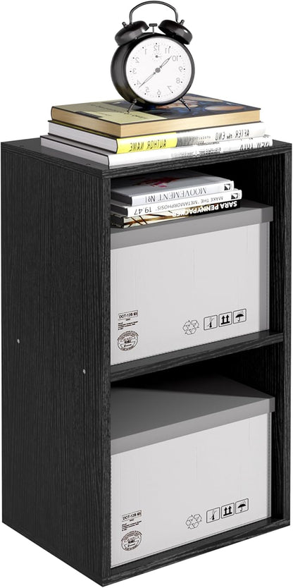 Wooden 2 Cube Storage Organizer, 2 Tier Storage Cubes Storage Display Cubby by NewBeth