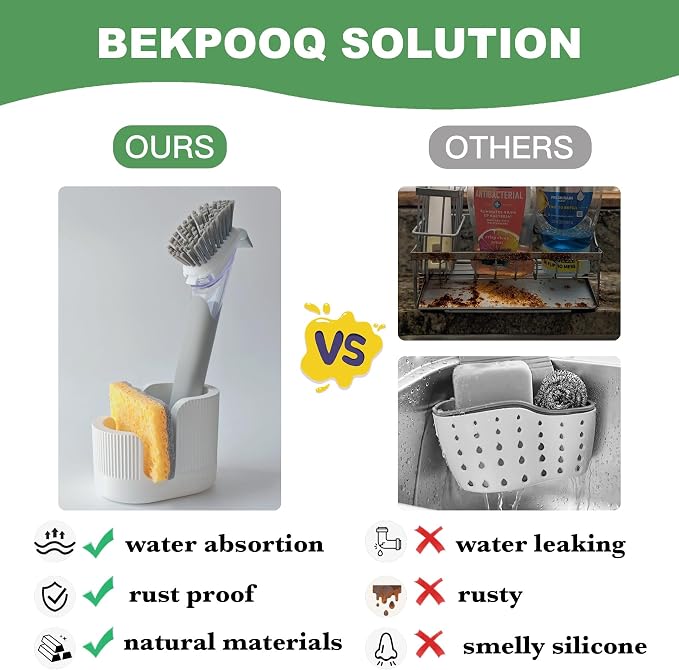 2-in-1 Diatomite Sponge Holder for Kitchen Sink, Quick-Drying Dish Sponge and - Image 3