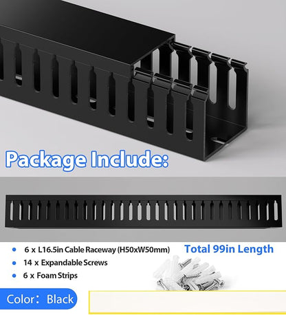 ZhiYo 99in Professional Server Rack Cable Management Raceway, H2in x W2in Cable - Image 4