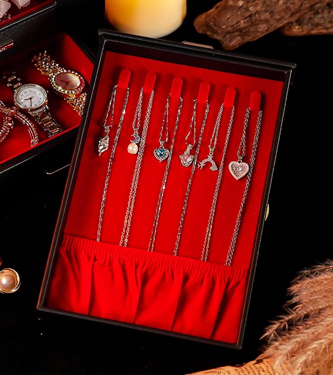 Homde Jewelry Organizer with Transparent Window Necklace Hooks Gift - Image 9