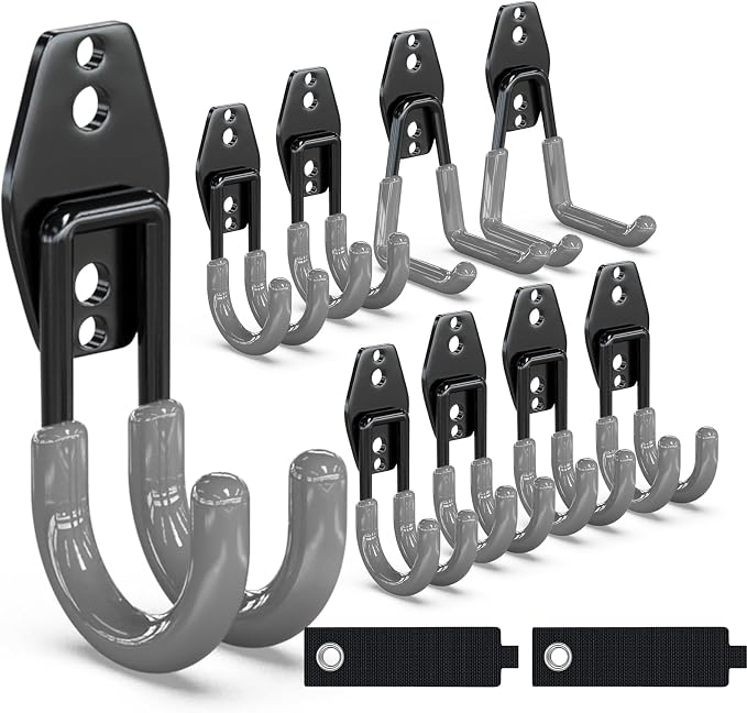 3-H Garage Wall Hooks 10 Pack, Garage Hooks Heavy Duty by 3-H