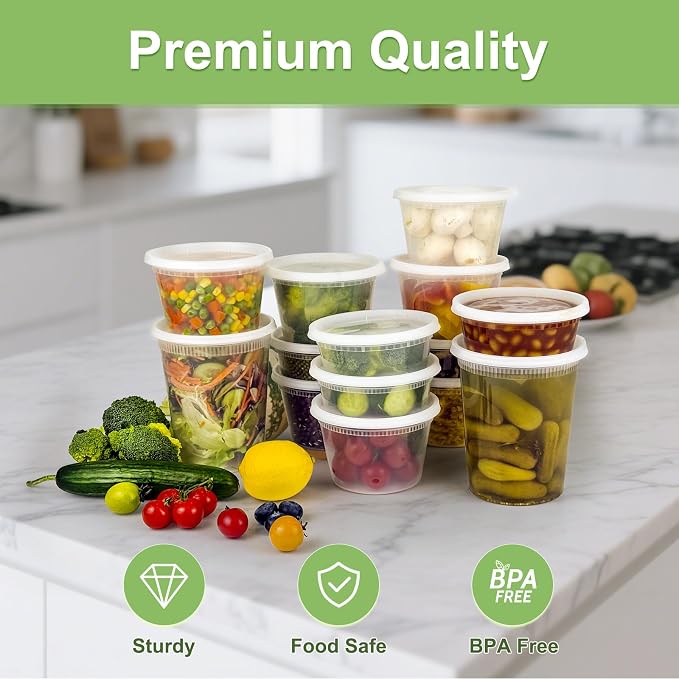 60 Sets Deli Containers with Lids, 32/16/8 oz X 20 Set Each, Leak-Proof & BPA - Image 3