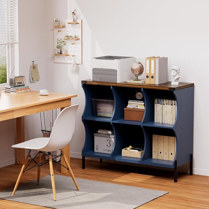 6 Cube Storage Shelf Organizer, Low Book Shelf Bookcase Entryway Table - Image 5