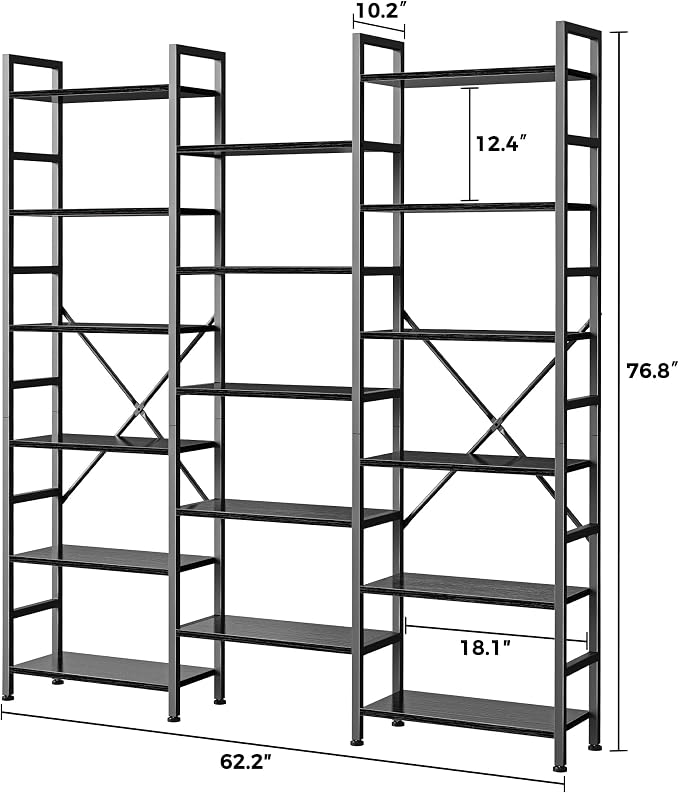 SUPERJARE Triple Bookshelf, Bookcase - Image 3