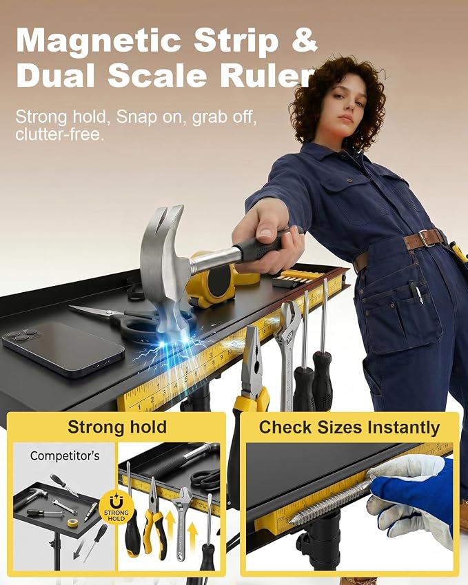 Rolling Tool Cart with Phone Stand, Portable Work Table Mobile Service Tray - Image 4