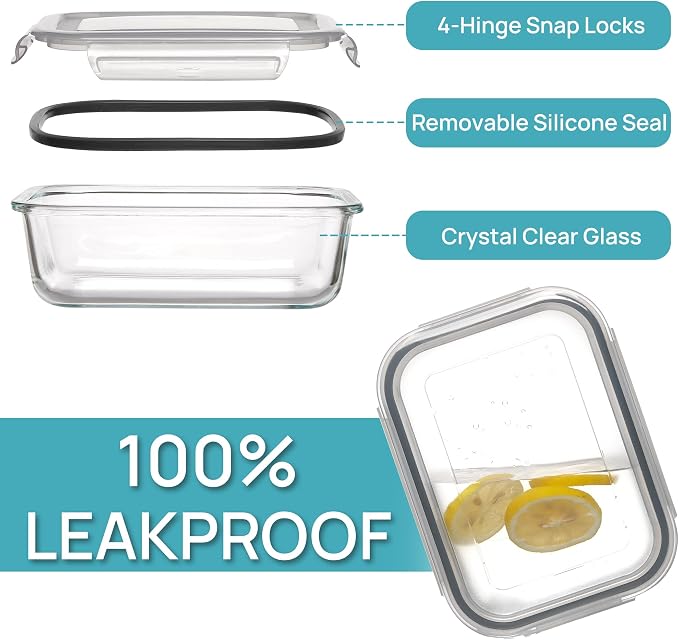Vtopmart 5 Pack 35oz Glass Food Storage Containers - Image 6