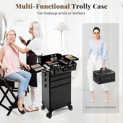 AROUS 5 in 1 Rolling Makeup Train Case Cosmetology Case on Wheels Large - Image 8