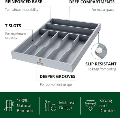 ROYAL CRAFT WOOD Luxury Bamboo Kitchen Drawer Organizer - Image 2