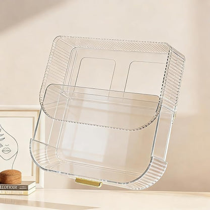 Makeup Organizer with 360° Rotating Brush Holder and Stackable Drawers - Image 6
