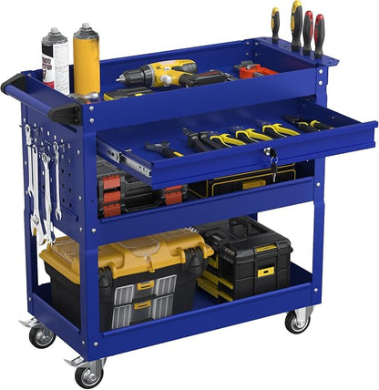 3 Tier Rolling Tool Cart with Drawers, Heavy Duty Utility Cart on Wheels by Granper%EF%BC%9AGrandPerfect