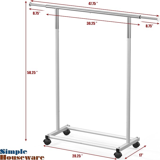 Simple Houseware Standard Rod Garment Clothing Rack, Extendable Width from 30 - Image 7