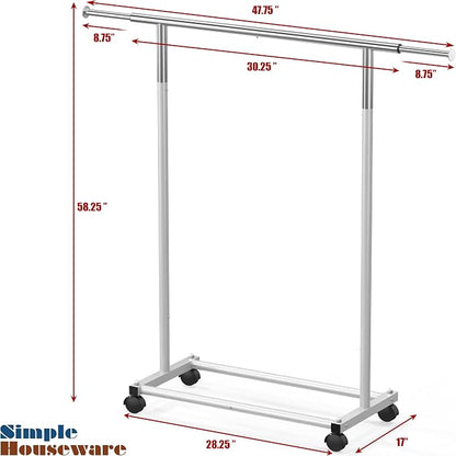 Simple Houseware Standard Rod Garment Clothing Rack, Extendable Width from 30 - Image 7