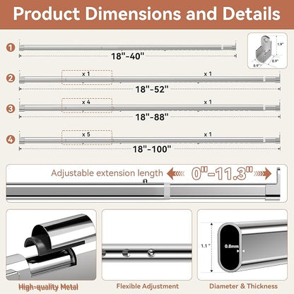 Oval Closet Rod 18-52 Inch Adjustable Closet Rods - Image 2