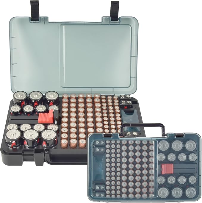 Battery Organizer with Tester, Battery Box Holder by FullcaseEasyLifeStorage