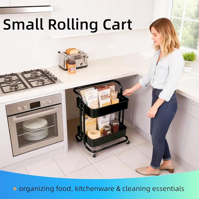 2 Tier Rolling Utility Cart - Image 8