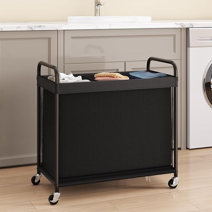 ELYKEN Laundry Hamper 3 Section, 120L Rolling Laundry Sorter - Image 2