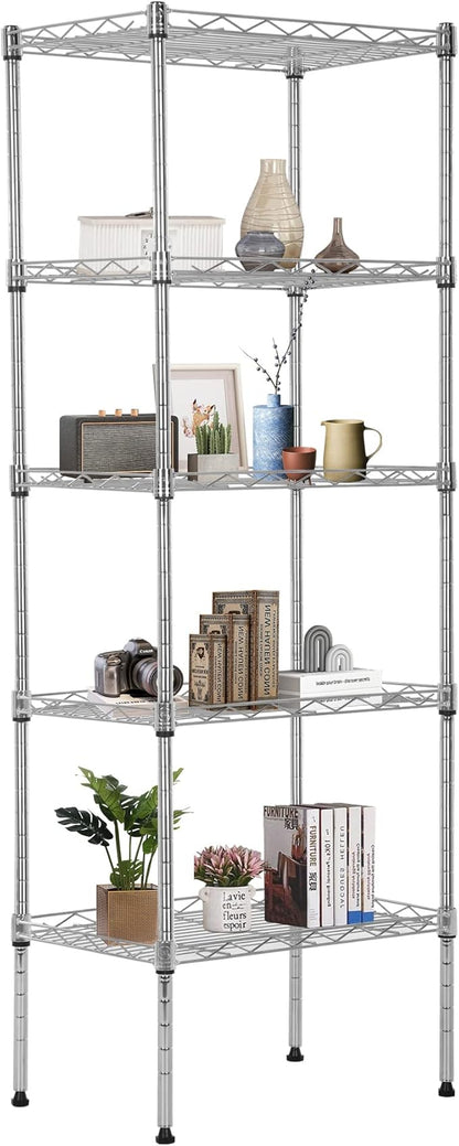 FDW 5 Tier Wire Shelving Adjustable Metal Shelves 17L x 12W x 48H NSF Pantry by FDW