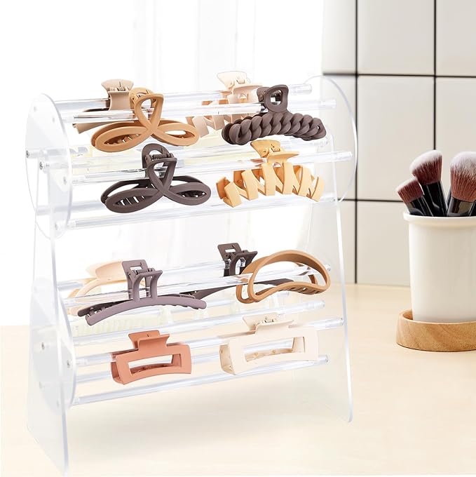 SNOWSTAR Acrylic Claw Clip Organizer Holder, 360-Degree Rotating Claw Clip - Image 5