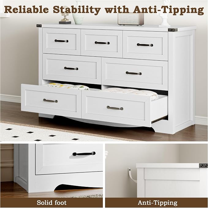 7-Drawer Dresser for Bedroom, Modern Wooden Chest of Drawers - Image 6