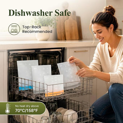 Dishwasher Safe Reusable Storage Bags Stand Up - Image 3