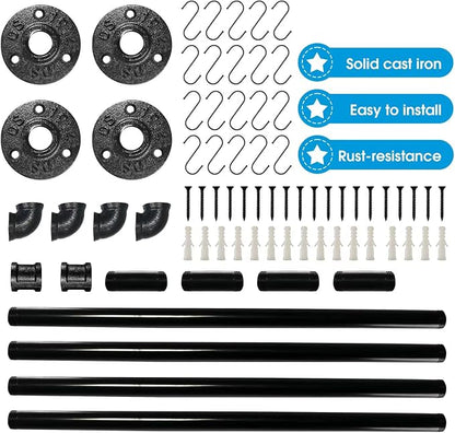 Industrail Pipe Pot Pan Rack, Wall mount Pot hangers Pan Haniging Rail Lid - Image 3