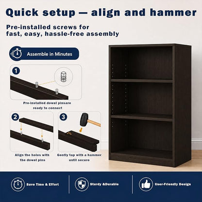 CTESNE【2026 Adjustable Shelves 3-Tier Bookcase, 71 inches, Wooden Open Display - Image 4