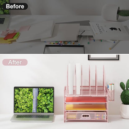 Marbrasse Desk Organizers, 4-Tier Mesh Desk File Organizer - Image 6