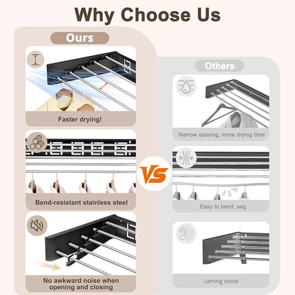 Wall Mounted Clothes Drying Rack Folding Indoor, Foldable Laundry Drying Rack - Image 6