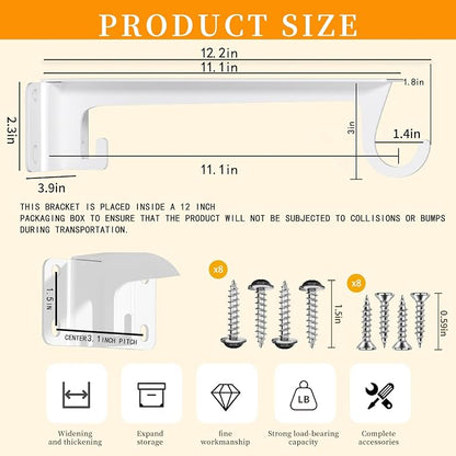 Closet Rod Bracket White WYGWP Heavy Duty Shelf Brackets - Image 2