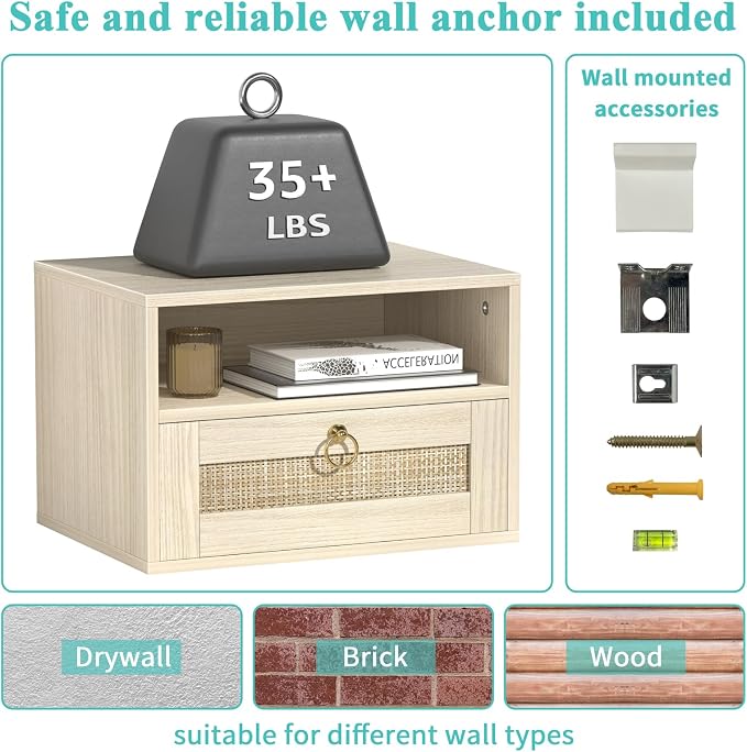 Floating Nightstand with Drawer - Image 3