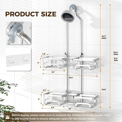 REINHARDT Adjustable Shower Caddy Hanging Split Shower Caddy - Image 6