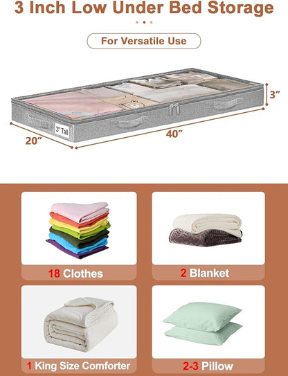 punemi 3 Inches Low Profile Under Bed Storage Bins - Image 4