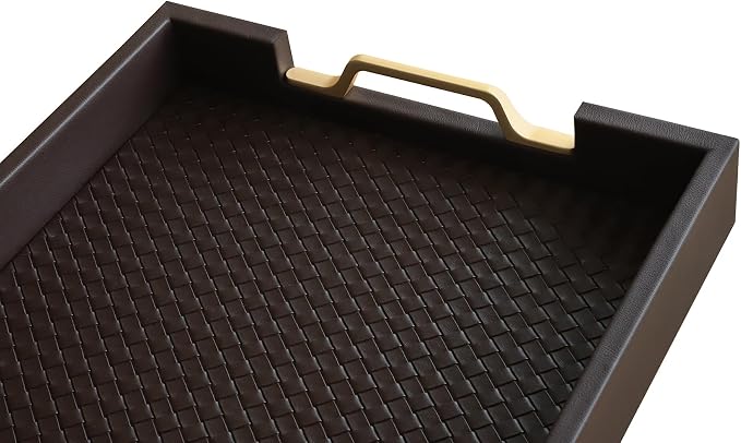 HofferRuffer Faux Leather Rectangle Serving Tray Decor Platter - Image 6