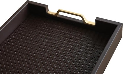 HofferRuffer Faux Leather Rectangle Serving Tray Decor Platter - Image 6