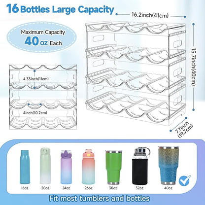 Large Compartment Water Bottle Organizer, 4 Tier Stackable Water Bottle Rack - Image 3