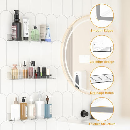 LAZYROSY 4 Pack Floating Shelves – Clear Acrylic/PET Wall-Mounted No Drill - Image 8