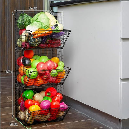 X-cosrack Metal Wire Basket Wall Mount, 3 Tier Wall Storage Basket Organizer - Image 4