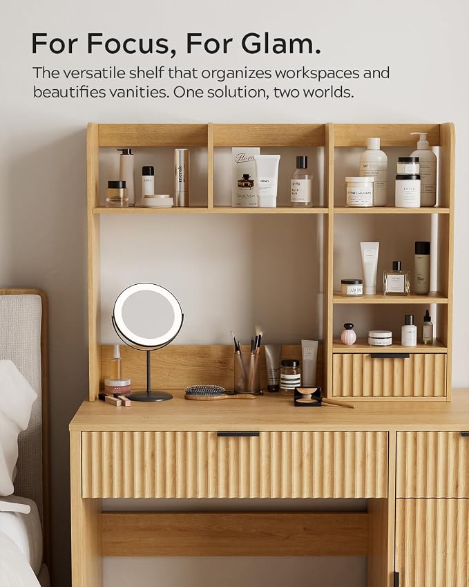 Desktop Bookshelf, Wood Desk Shelf - Image 4