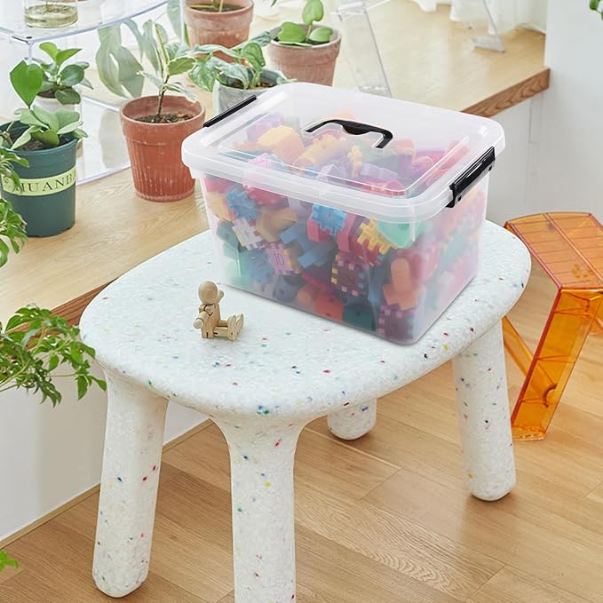 4-Pack 10.5 Quart Clear Plastic Latch Storage Boxes - Image 9