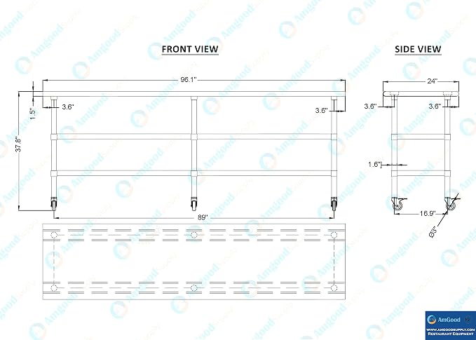 AmGood Stainless Steel Work Table - Image 4