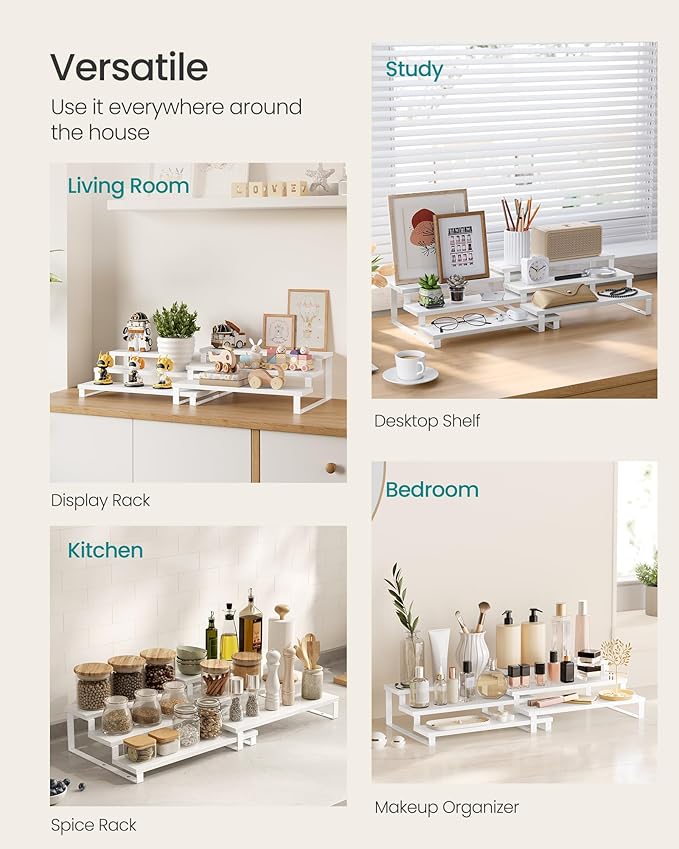 SONGMICS Display Risers, 3-Tier Cupcake Stand Holder, Spice Rack, Shelf Risers - Image 5