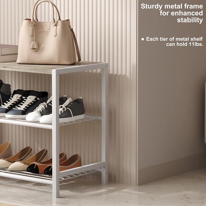 HOMEFORT 3-Tier Shoe Rack, Shoe Storage Shelf, Industrial Shoe Tower, Narrow - Image 6
