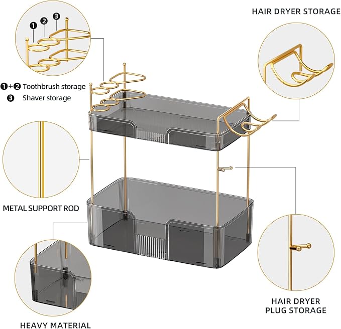 shuang qing 2 Tier Bathroom Counter Organizer - Image 4