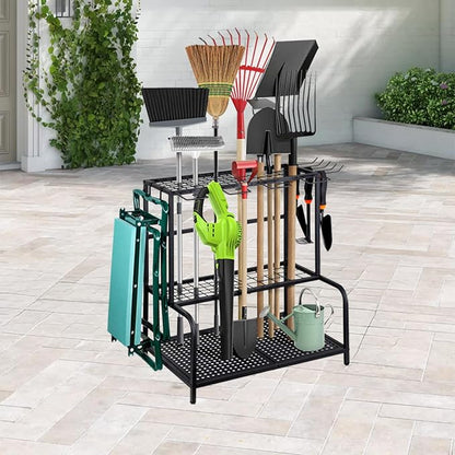 Garden Tool Storage Rack, 3 Tier Heavy-Duty Steel Garden Tool Organizer Stand - Image 8
