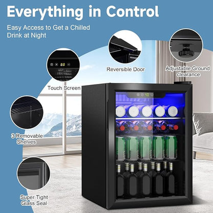 Stopasd Beverage Refrigerator Cooler, 2.6 Cu.Ft/95 Can Drink Fridge - Image 2